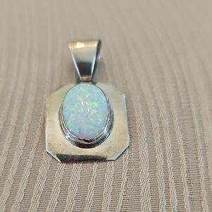 Elegant Inca Sterling Silver Opal Pendant